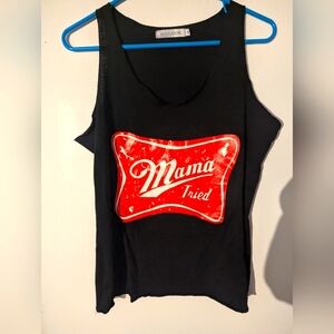 Misslook Black Tank Top with Red Graphic